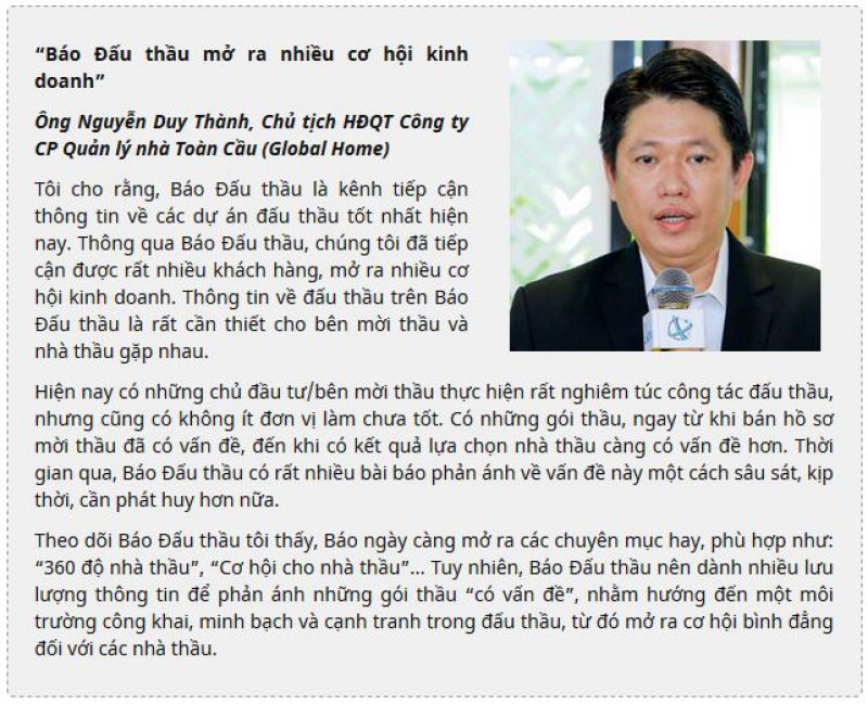 Gia tăng giá trị thông tin trên Báo Đấu thầu