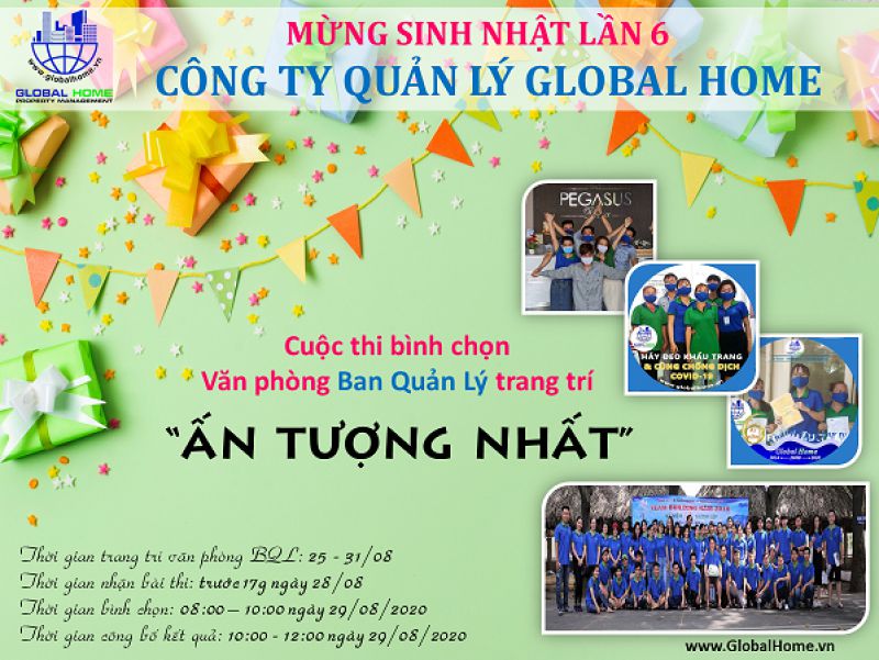 Mừng sinh nhật lần 6: Công ty QL Global Home tổ chức Cuộc thi trang trí VP BQL với chủ đề &quot;Global Home – Đoàn Kết Cùng Phát Triển&quot;