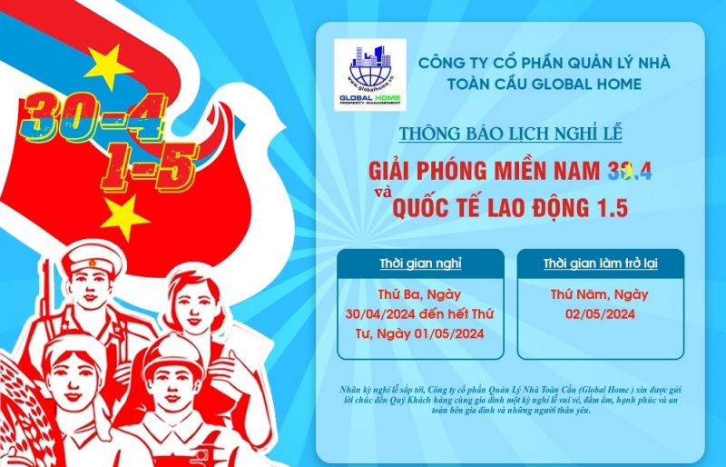 THÔNG BÁO LỊCH NGHỈ LỄ 30/04 và 01/05