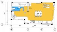 Bố trí nhà 4 tầng trên mảnh đất xéo 43m2